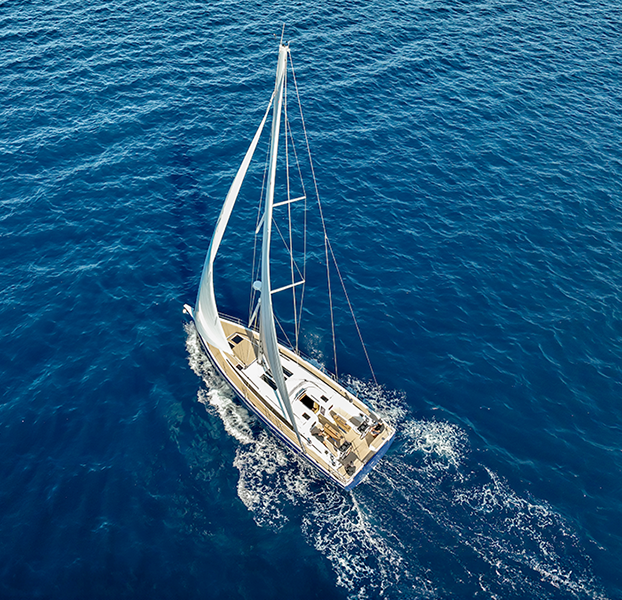 Luxury sailing yacht cruising in the Mediterranean Sea near Cyprus