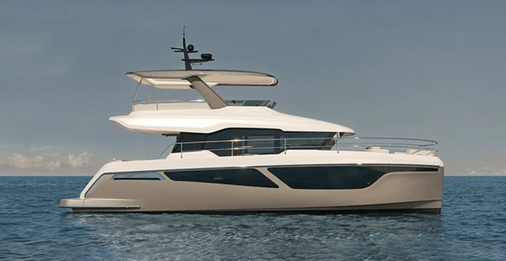 VEYA 53 motor yacht exterior showing its contemporary profile and spacious flybridge