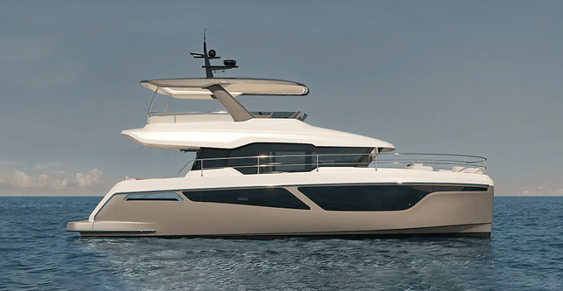 VEYA 53 motor yacht exterior showing its contemporary profile and spacious flybridge