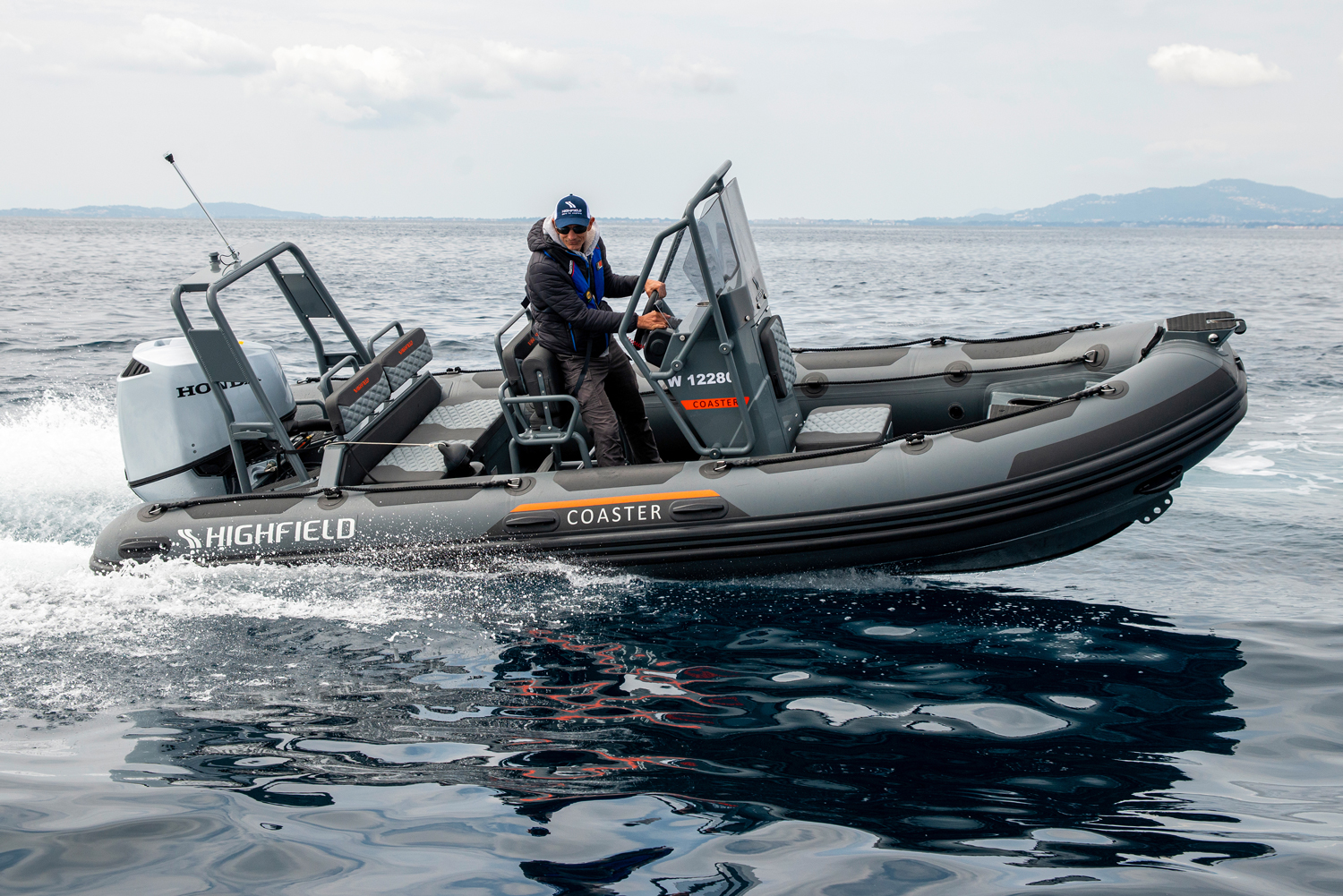 Highfield PA540 Coaster Patrol RIB on the water with centre console