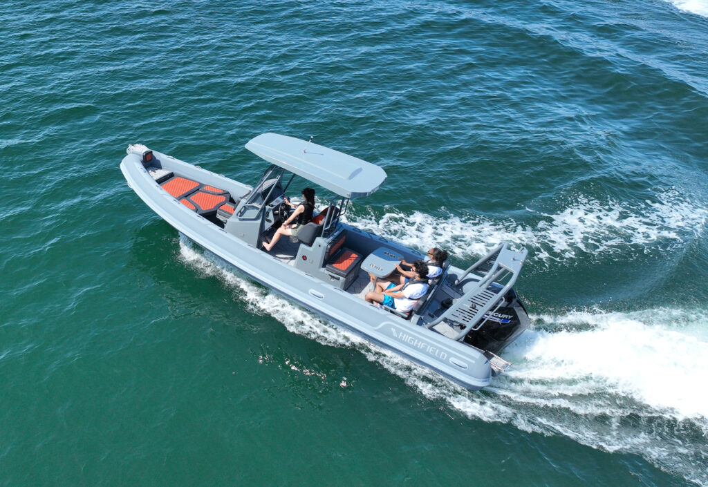 Highfield SP760 Sport RIB viewed from above while cruising